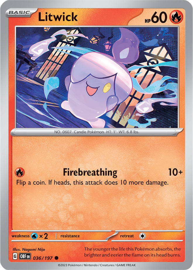 Litwick #36/197 Common - Obsidian Flames Pokemon card