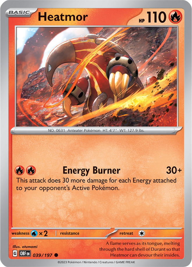 Heatmor #39/197 Common - Obsidian Flames Pokemon card