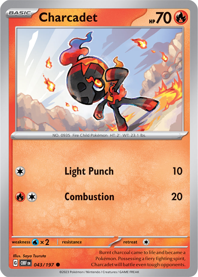 Charcadet #43/197 Common - Obsidian Flames Pokemon card