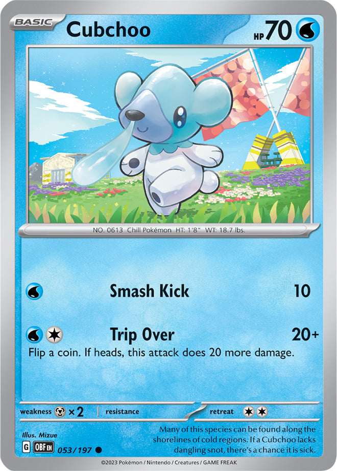 Cubchoo #53/197 Common - Obsidian Flames Pokemon card