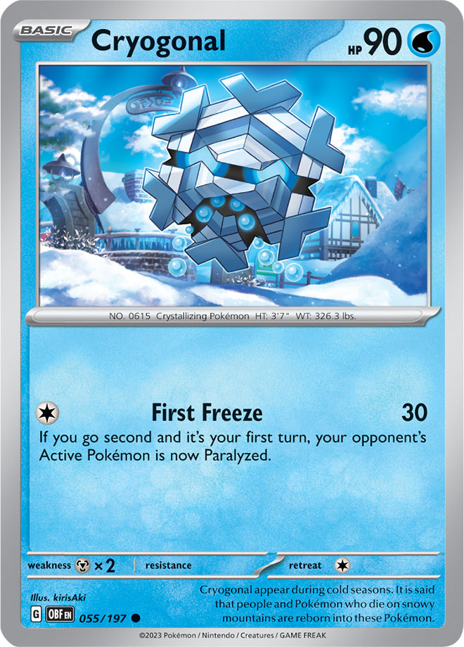Cryogonal #55/197 Common - Obsidian Flames Pokemon card