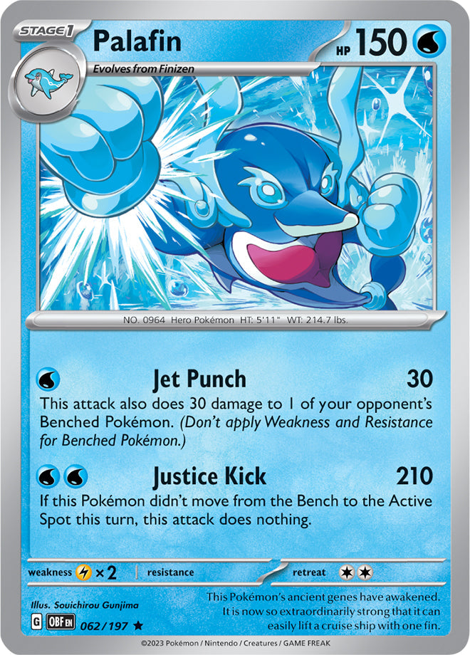 Palafin #62/197 Rare - Obsidian Flames Pokemon card