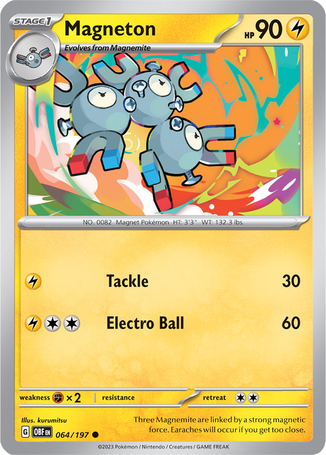 Magneton #64/197 Common - Obsidian Flames Pokemon card