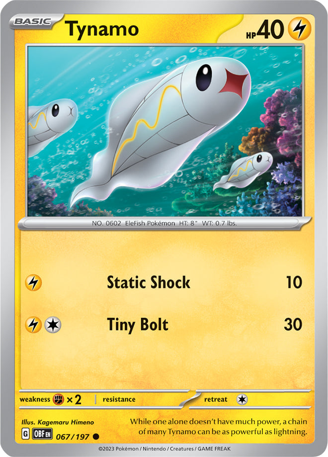 Tynamo #67/197 Common - Obsidian Flames Pokemon card