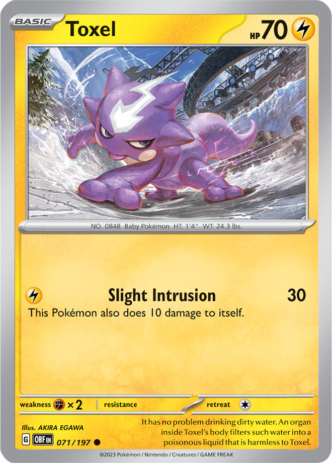 Toxel #71/197 Common - Obsidian Flames Pokemon card
