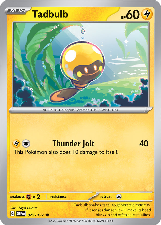 Tadbulb #75/197 Common - Obsidian Flames Pokemon card