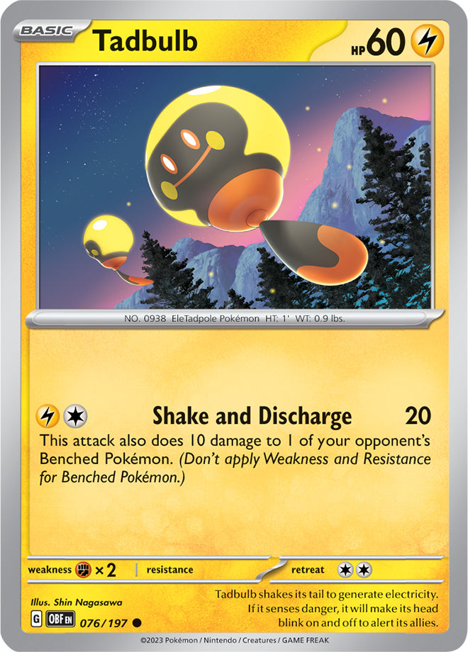 Tadbulb #76/197 Common - Obsidian Flames Pokemon card