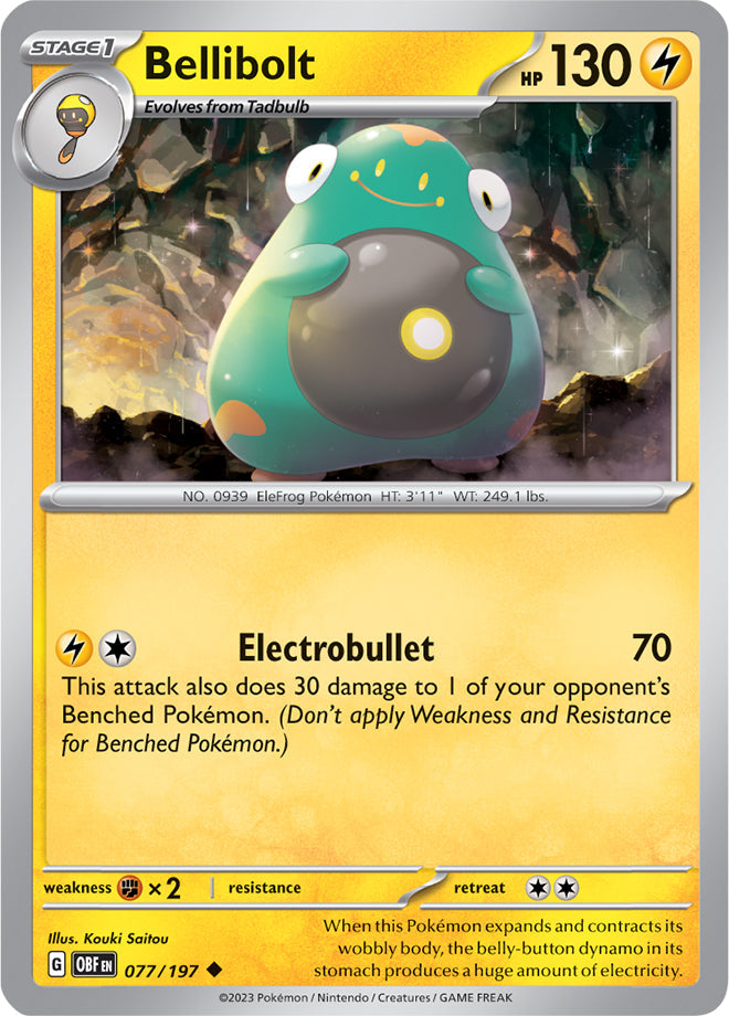 Bellibolt #77/197 Uncommon - Obsidian Flames Pokemon card