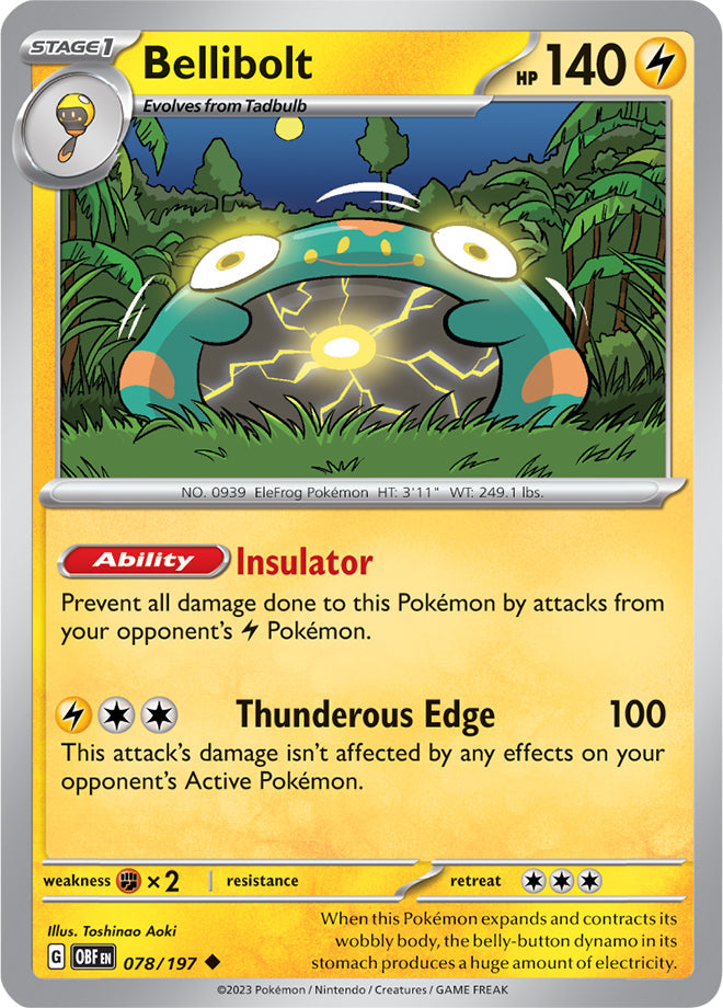 Bellibolt #78/197 Uncommon - Obsidian Flames Pokemon card