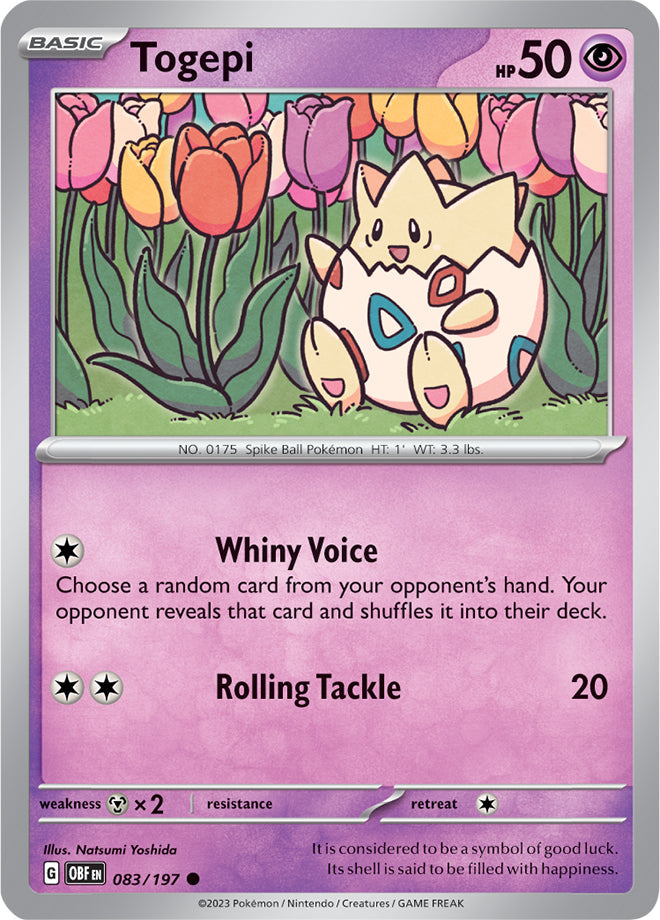 Togepi #83/197 Common - Obsidian Flames Pokemon card