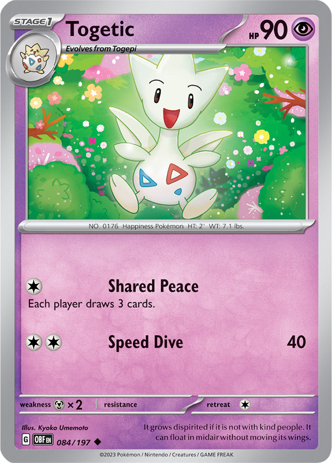 Togetic #84/197 Uncommon - Obsidian Flames Pokemon card