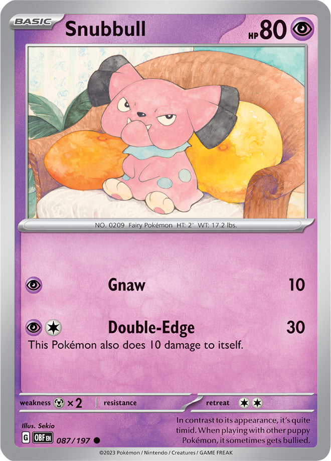 Snubbull #87/197 Common - Obsidian Flames Pokemon card