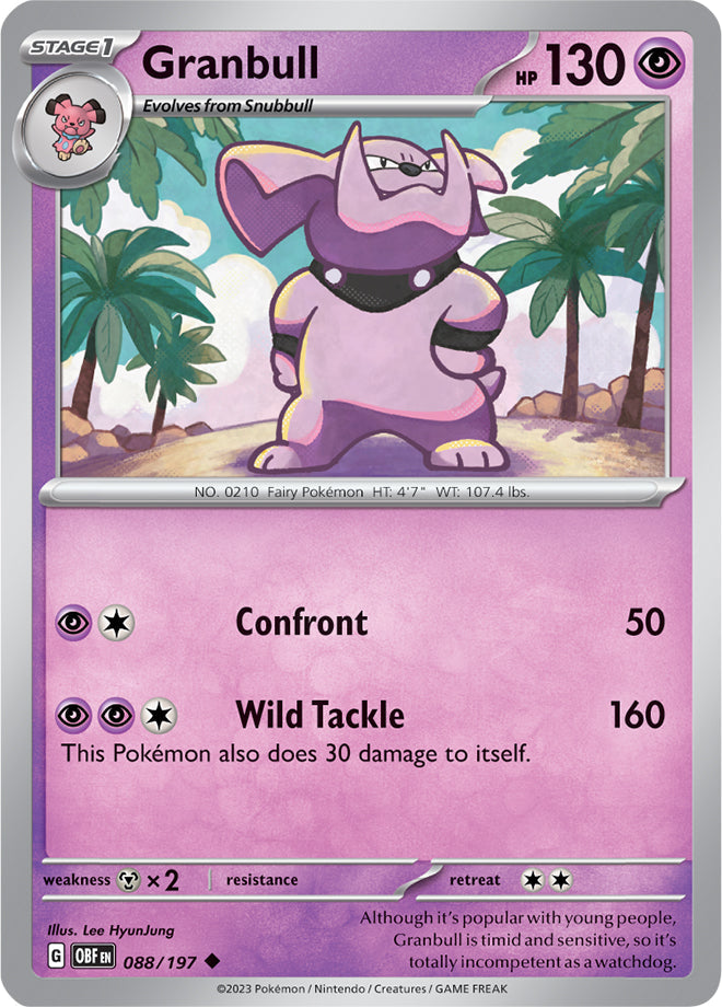 Granbull #88/197 Uncommon - Obsidian Flames Pokemon card