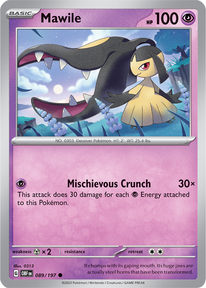 Mawile #89/197 Common - Obsidian Flames Pokemon card