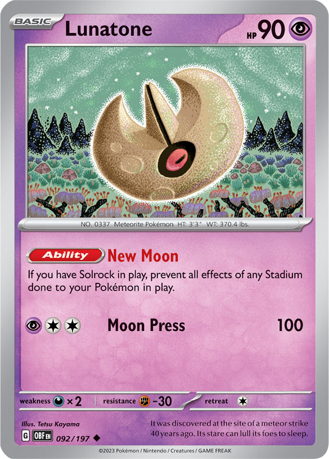 0092 Lunatone Uncommon Obsidian Flames