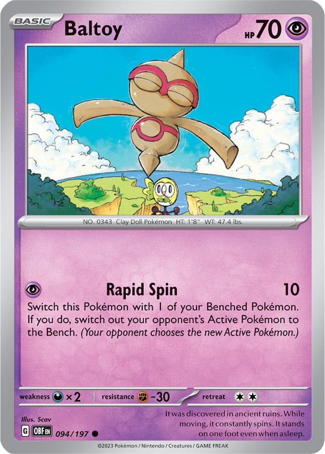 Baltoy #94/197 Common - Obsidian Flames Pokemon card