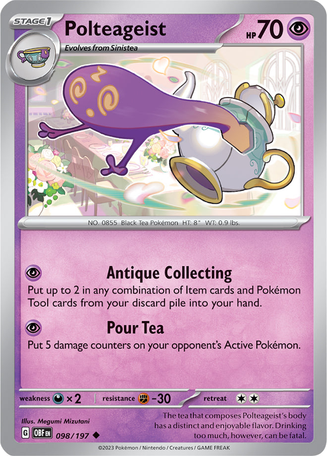 Polteageist #98/197 Uncommon - Obsidian Flames Pokemon card