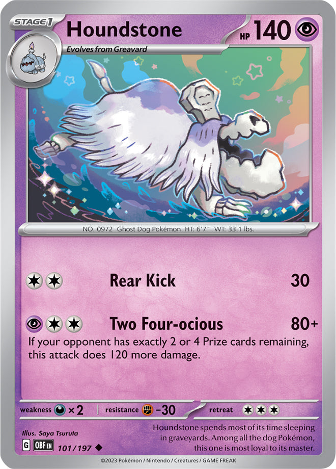 Houndstone #101/197 Uncommon - Obsidian Flames Pokemon card