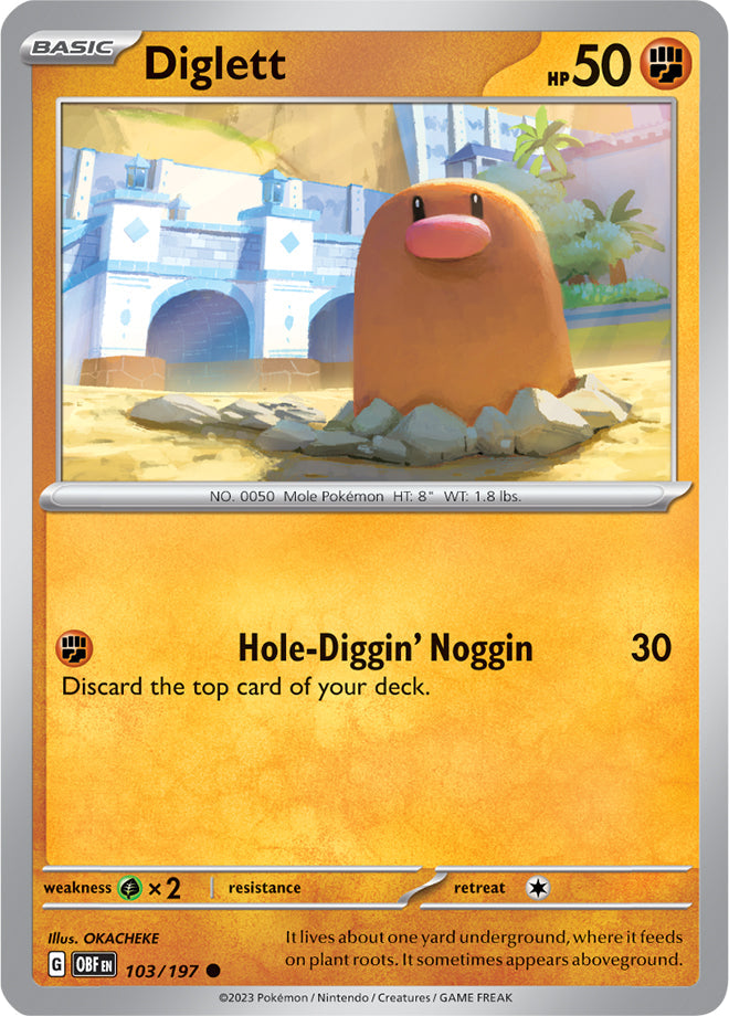 Diglett #103/197 Common - Obsidian Flames Pokemon card