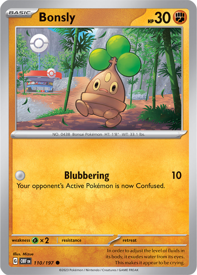 Bonsly #110/197 Common - Obsidian Flames Pokemon card