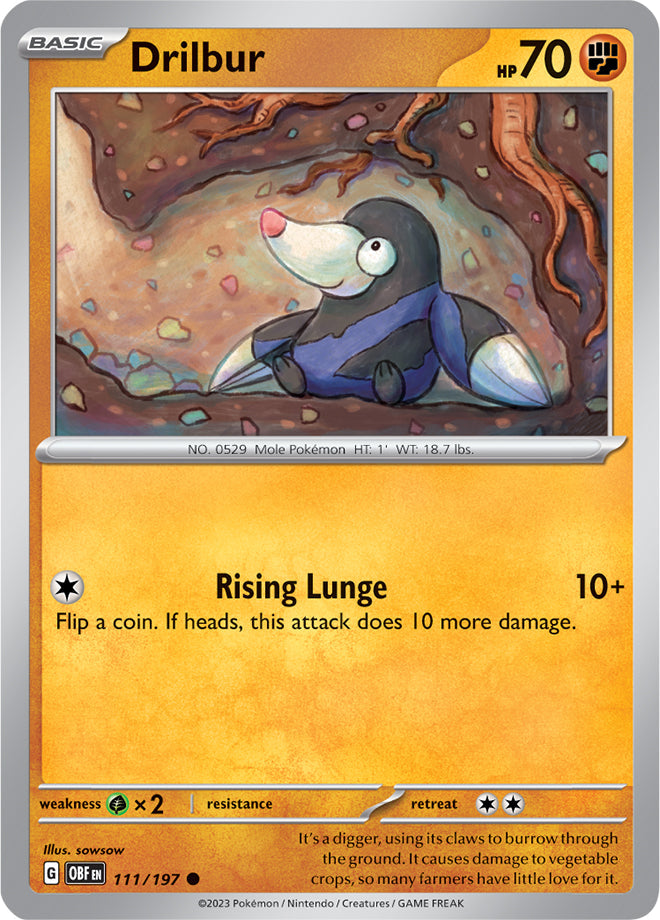 Drilbur #111/197 Common - Obsidian Flames Pokemon card