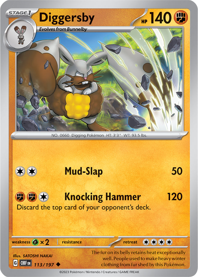 Diggersby #113/197 Uncommon - Obsidian Flames Pokemon card
