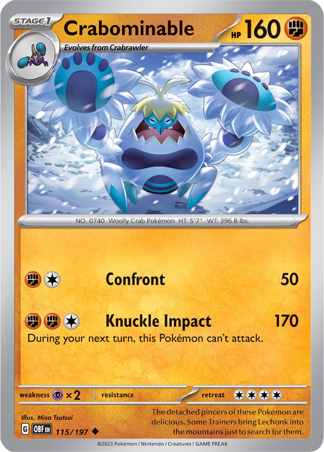 Crabominable #115/197 Uncommon - Obsidian Flames Pokemon card