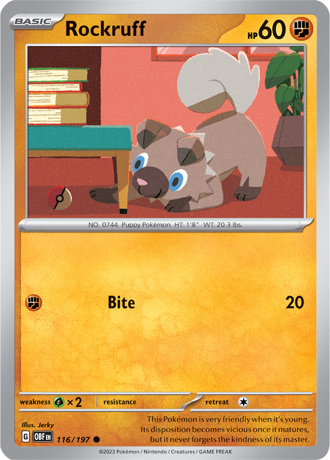 Rockruff #116/197 Common - Obsidian Flames Pokemon card