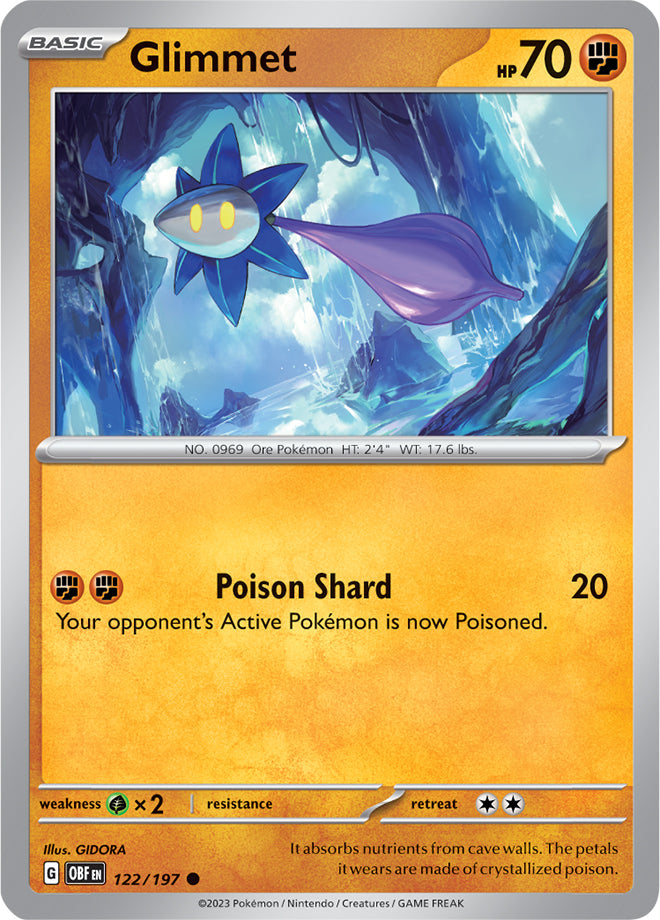 Glimmet #122/197 Common - Obsidian Flames Pokemon card