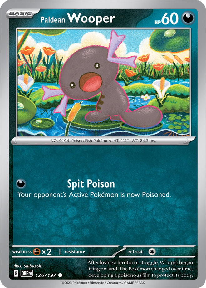 Wooper #126/197 Common - Obsidian Flames Pokemon card
