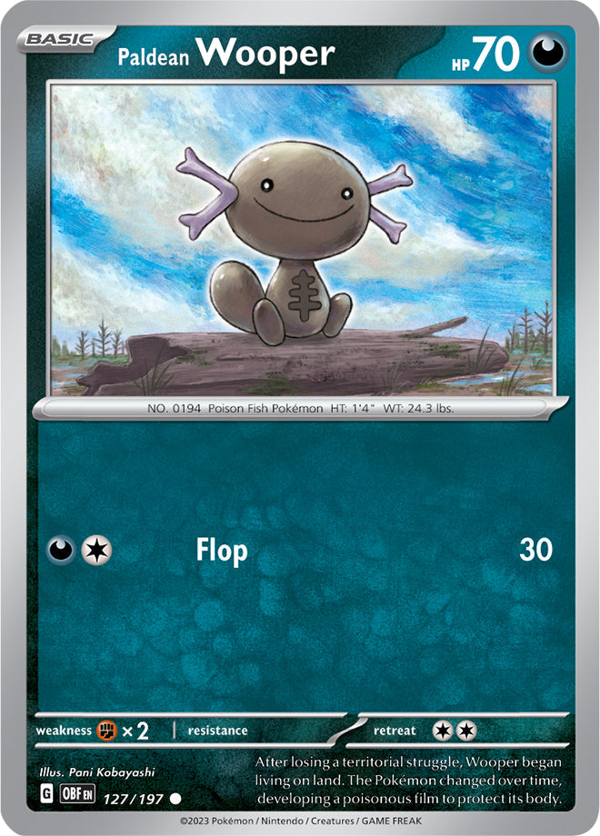 Wooper #127/197 Common - Obsidian Flames Pokemon card