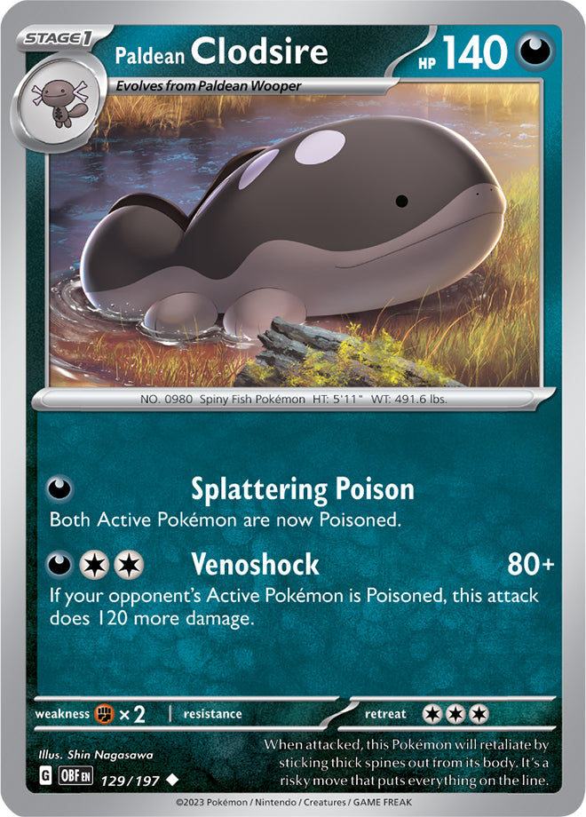 Clodsire #129/197 Uncommon - Obsidian Flames Pokemon card