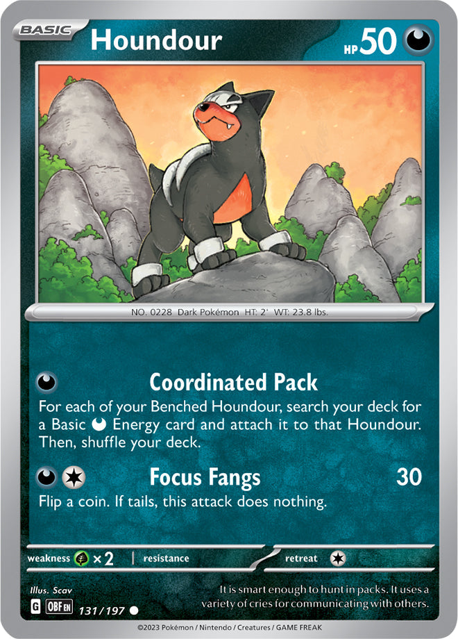 Houndour #131/197 Common - Obsidian Flames Pokemon card