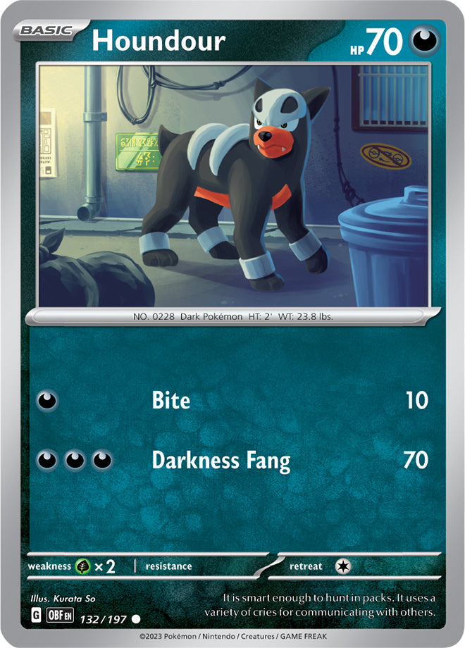 Houndour #132/197 Common - Obsidian Flames Pokemon card