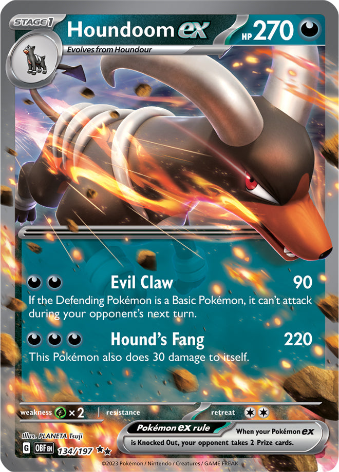 Houndoom #134/197 Double Rare - Obsidian Flames Pokemon card