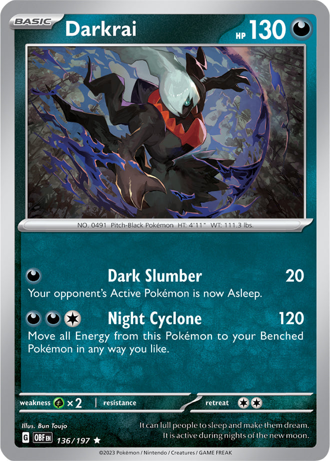Darkrai #136/197 Rare - Obsidian Flames Pokemon card