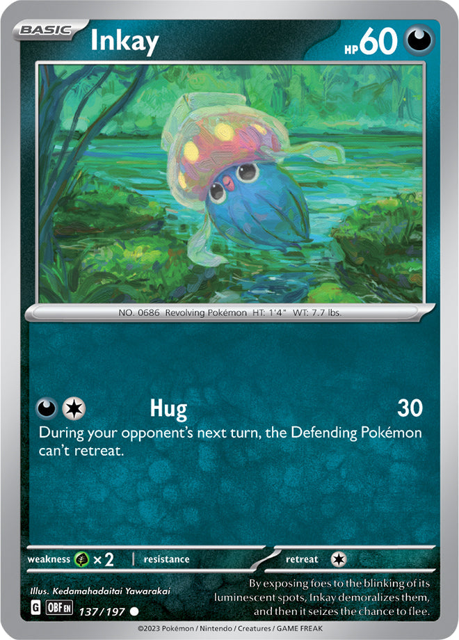 Inkay #137/197 Common - Obsidian Flames Pokemon card