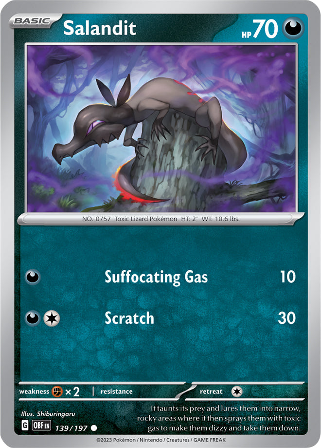 Salandit #139/197 Common - Obsidian Flames Pokemon card