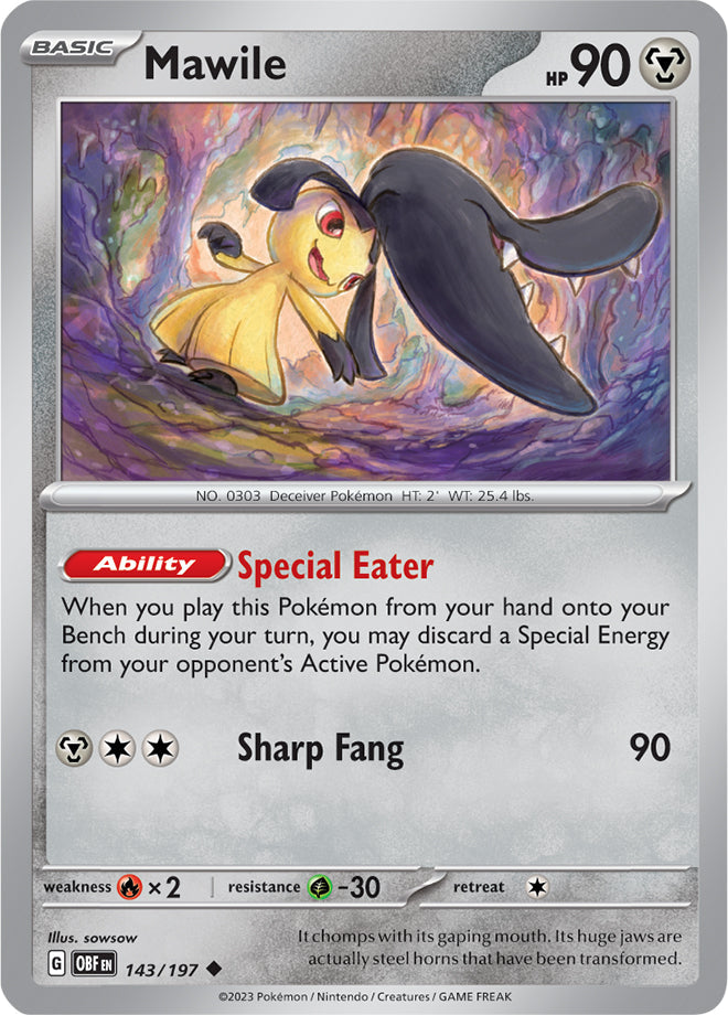 Mawile #143/197 Uncommon - Obsidian Flames Pokemon card