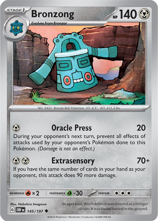 Bronzong #145/197 Uncommon - Obsidian Flames Pokemon card