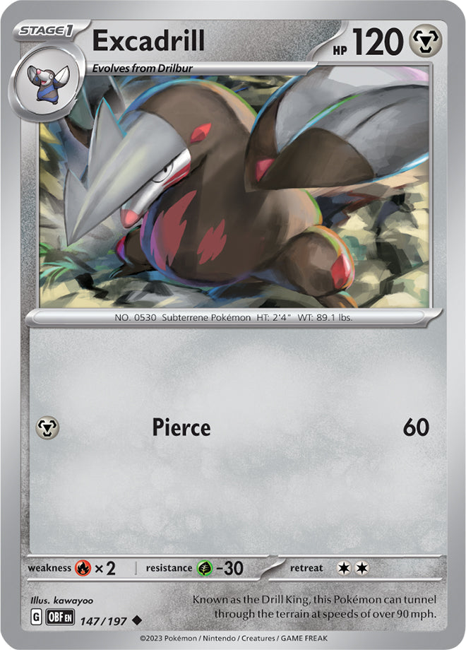 Excadrill #147/197 Uncommon - Obsidian Flames Pokemon card