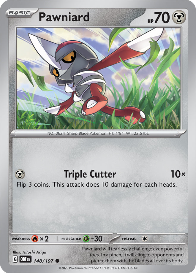 Pawniard #148/197 Common - Obsidian Flames Pokemon card