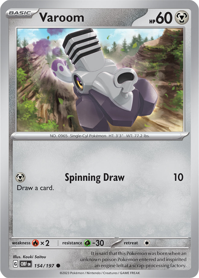Varoom #154/197 Common - Obsidian Flames Pokemon card