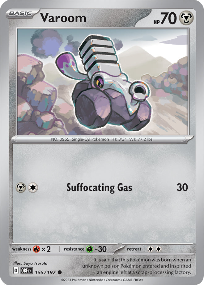 Varoom #155/197 Common - Obsidian Flames Pokemon card