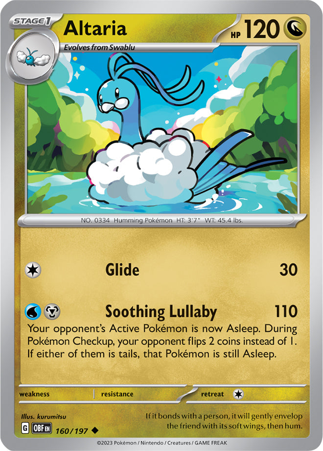 Altaria #160/197 Uncommon - Obsidian Flames Pokemon card