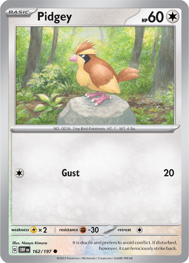 Pidgey #162/197 Common - Obsidian Flames Pokemon card