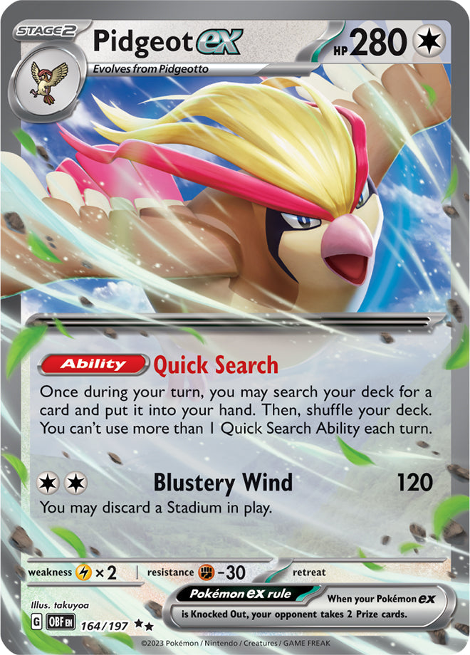 Pidgeot #164/197 Double Rare - Obsidian Flames Pokemon card