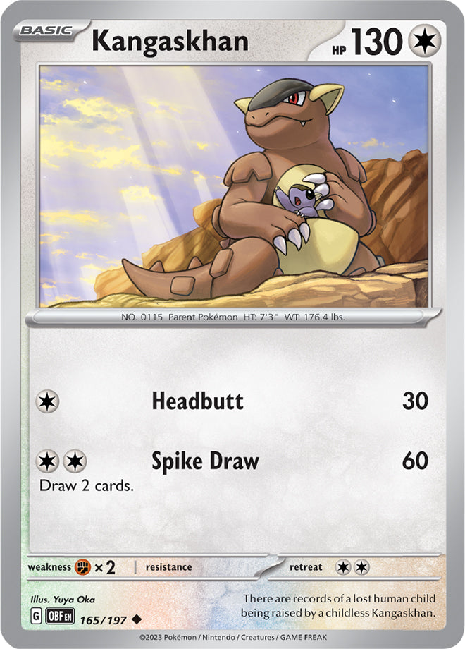 Kangaskhan #165/197 Uncommon - Obsidian Flames Pokemon card