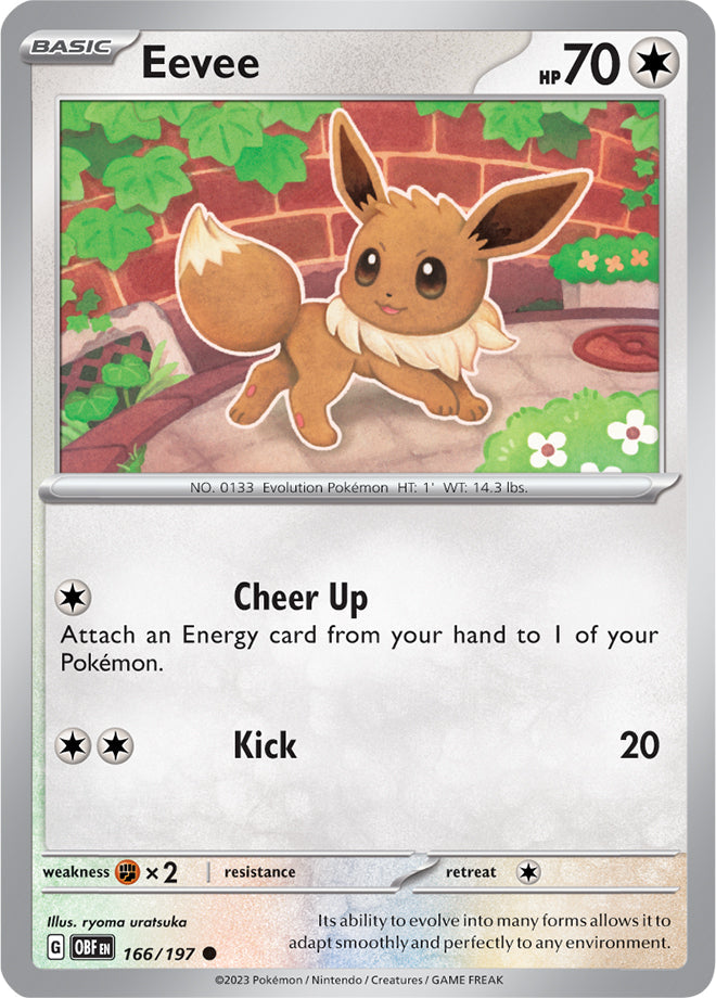 Eevee #166/197 Common - Obsidian Flames Pokemon card
