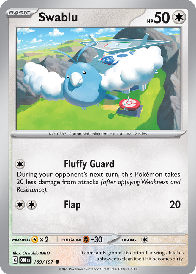 Swablu #169/197 Common - Obsidian Flames Pokemon card